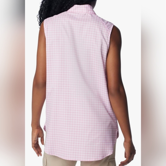 COLUMBIA Anytime Lite Sleeveless Shirt - Pink Gingham - Size S (NWT) - Picture 2 of 16